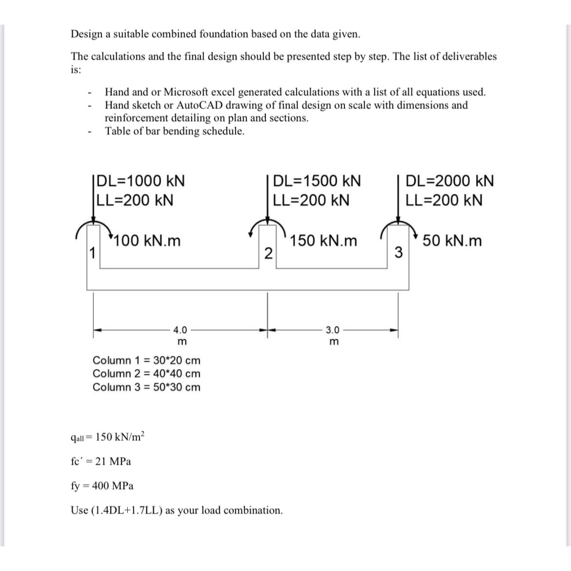 Solved Design a suitable combined foundation based on the | Chegg.com
