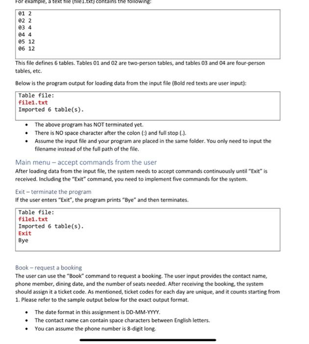 Solved you are going to build a table booking system for a | Chegg.com
