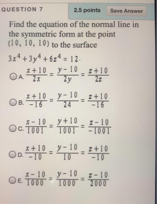 Solved QUESTION 7 2.5 points Save Answer Find the equation | Chegg.com