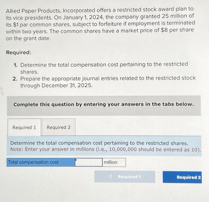 Solved Allied Paper Products, Incorporated offers a