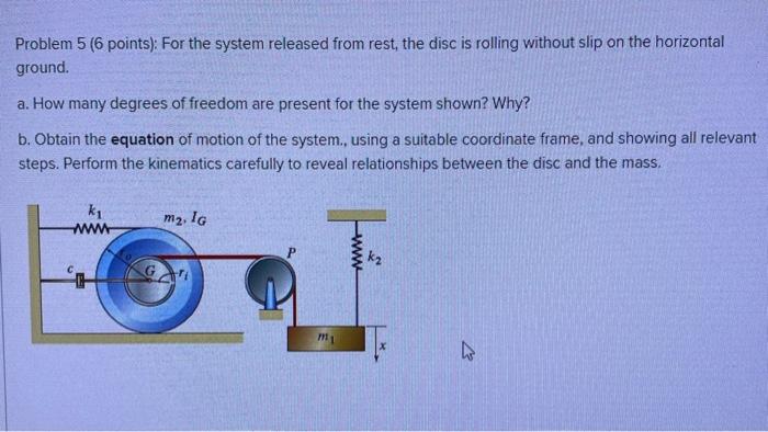 Solved Problem 5 (6 points): For the system released from | Chegg.com