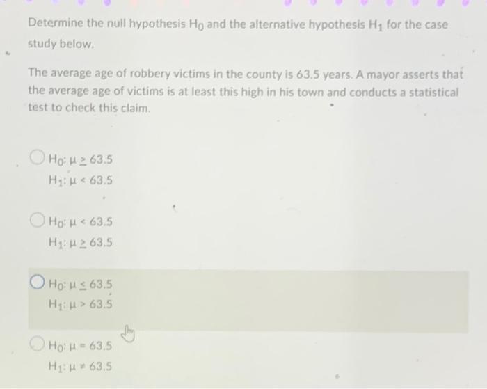 state the null hypothesis h0 and the alternative hypothesis h1