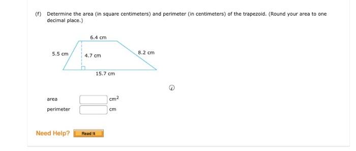 Solved (1) Determine the area (in square centimeters) and | Chegg.com