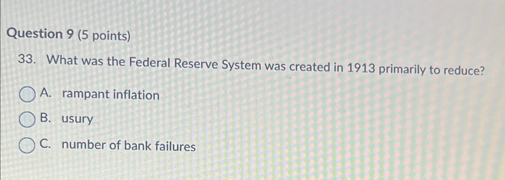 Solved Question 9 (5 ﻿points)33. ﻿What was the Federal | Chegg.com