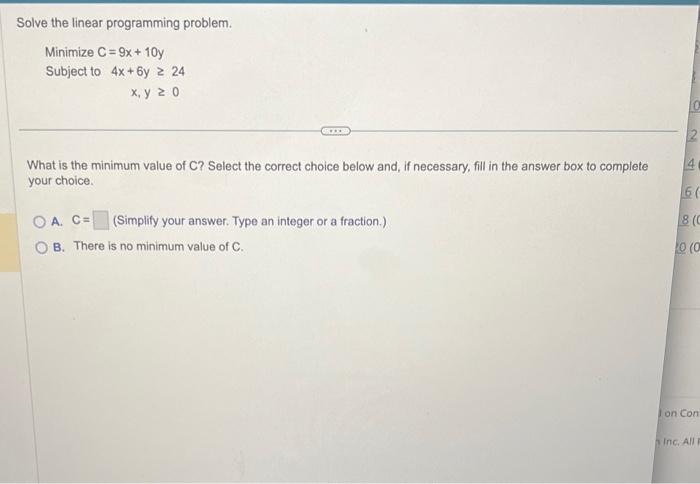 Solved Solve the linear programming problem. Minimize and | Chegg.com