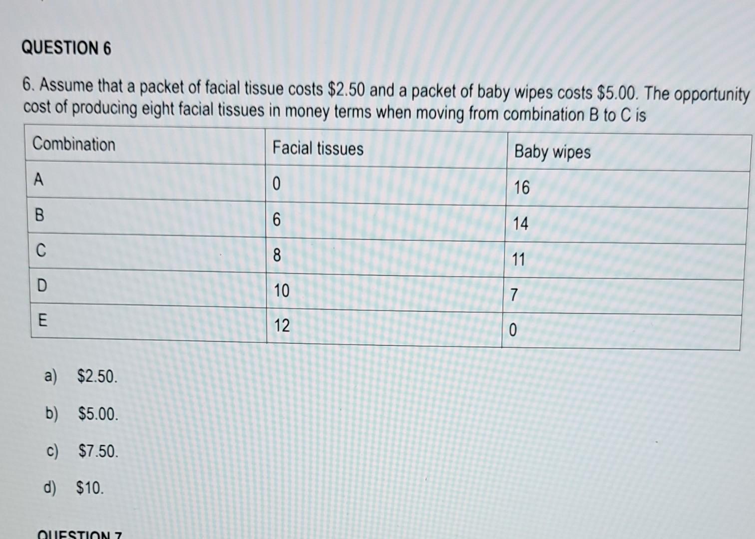 Solved 6. Assume that a packet of facial tissue costs 2.50