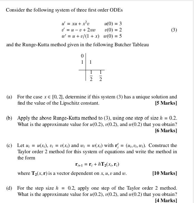 Consider The Following System Of Three First Order Chegg Com