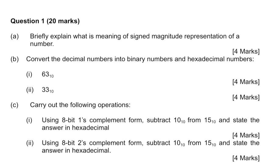 Solved Question 1 20 Marks A Briefly Explain What Is