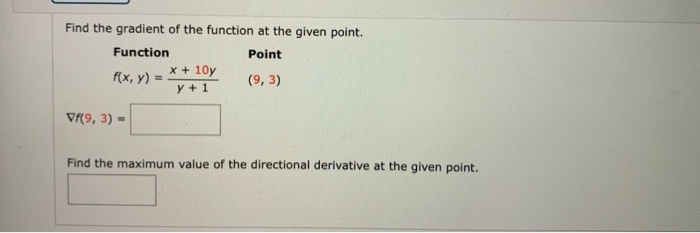 Solved Find the gradient of the function at the given point. | Chegg.com