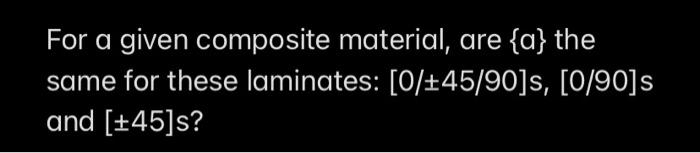 Solved For A Given Composite Material, Are {a} The Same For | Chegg.com