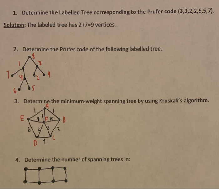 Solved 1 Determine The Labelled Tree Corresponding To Th Chegg Com