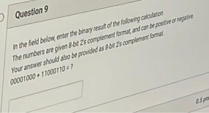 Solved Question 9 In the field below, enter the binary | Chegg.com