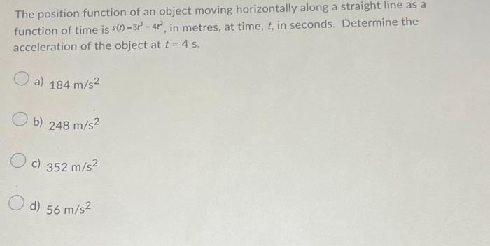 Solved The position function of an object moving | Chegg.com
