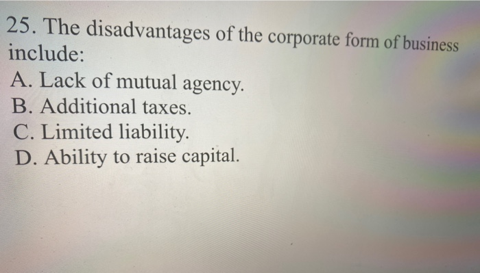 Common Shareholders Usually Have All Of The Following Rights Except Solved 25. The disadvantages of the corporate form of | Chegg.com