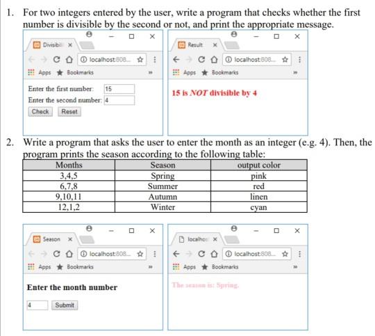 Solved 1. For two integers entered by the user, write a | Chegg.com
