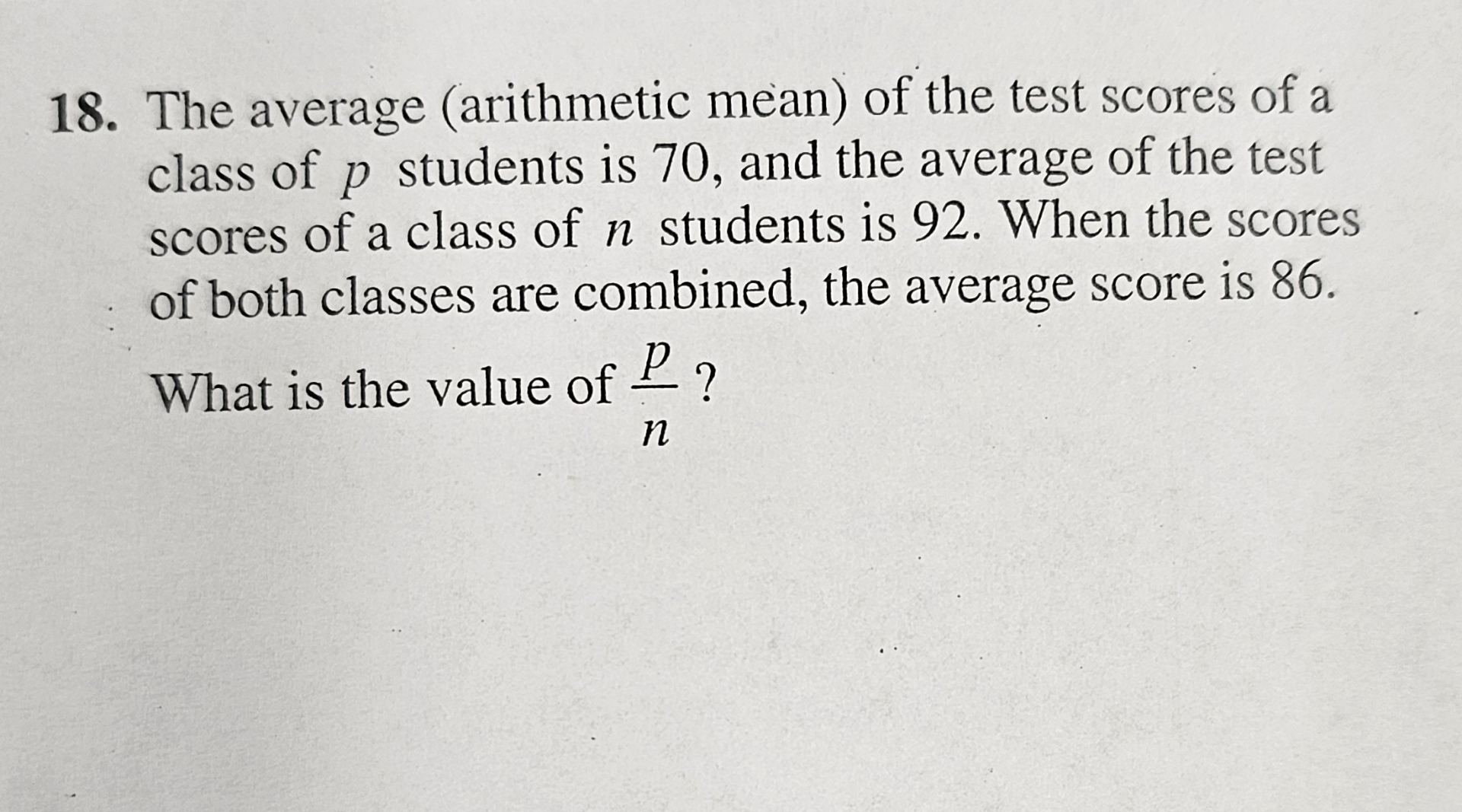 Solved The average (arithmetic mean) ﻿of the test scores of | Chegg.com