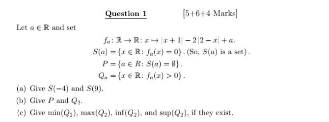 Solved Let A∈R And Set | Chegg.com