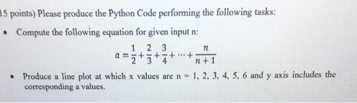 Solved 15 points) Please produce the Python Code performing | Chegg.com