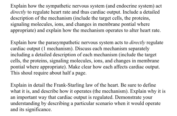 Solved Explain how the sympathetic nervous system (and | Chegg.com