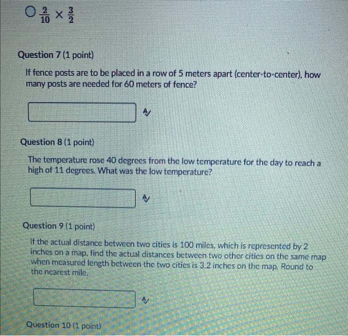 Solved 01 Question 7 (1 point) If fence posts are to be | Chegg.com