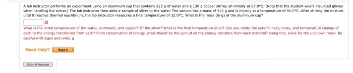 Solved A lab instructor performs an experiment using an | Chegg.com