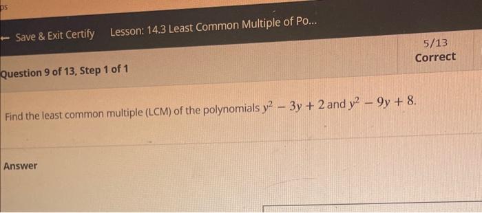 least common multiple of 16 8y and y 2 2