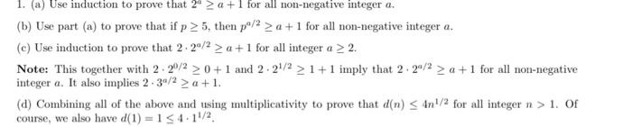 Solved 1. (a) Use induction to prove that 2a≥a+1 for all | Chegg.com