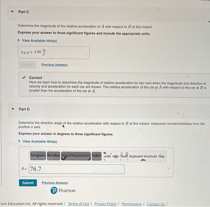 Solved At the instant shown in (Figure 1), the car at A is | Chegg.com