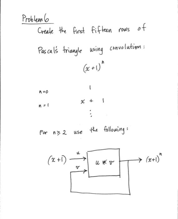 Problem 6 G Create the first fifteen rows of Pascals | Chegg.com