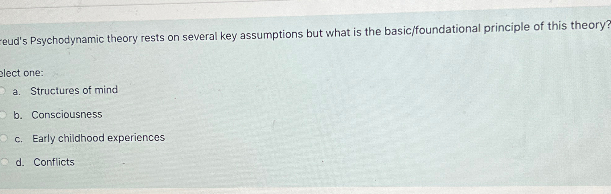 Solved reud's Psychodynamic theory rests on several key | Chegg.com