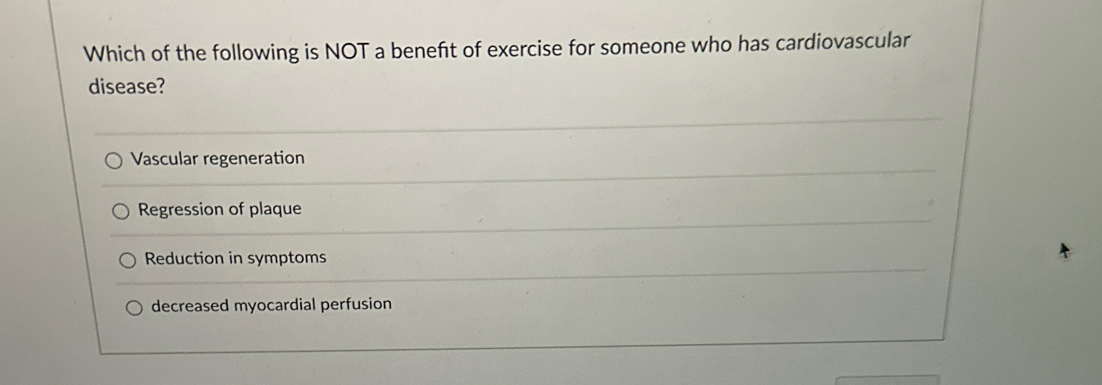 which of the following is a benefit of cardiovascular exercise
