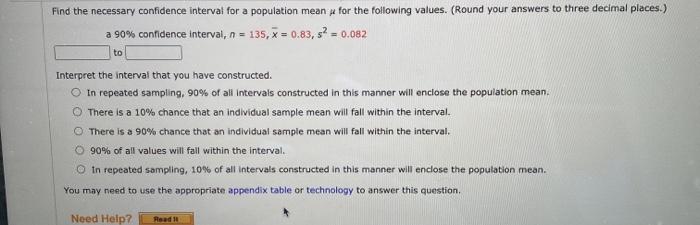 Solved find the necessary confidence interval for a | Chegg.com