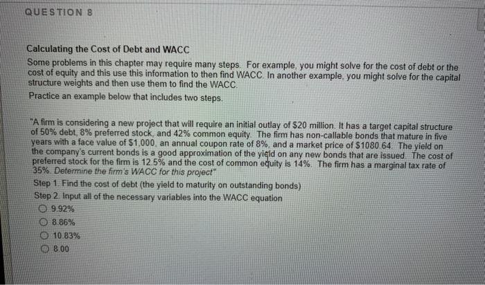 Solved QUESTIONS Calculating the Cost of Debt and WACC Some | Chegg.com
