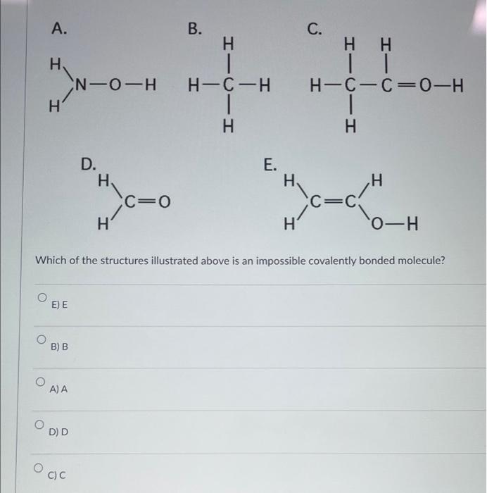 Solved A. H H E) E B) B A) A D) D C) C D. N-O-HH-C-H H H' B. | Chegg.com