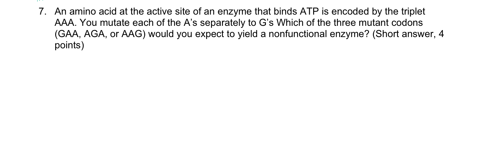 Solved An amino acid at the active site of an enzyme that | Chegg.com