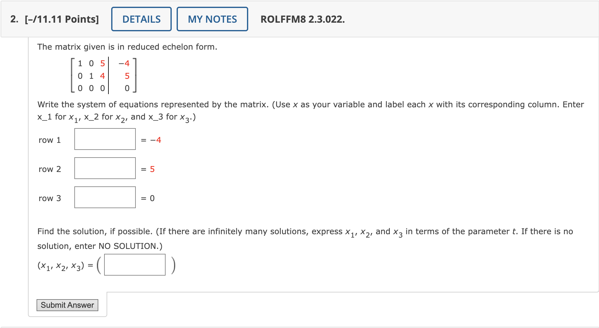 Solved The matrix given is in reduced echelon | Chegg.com
