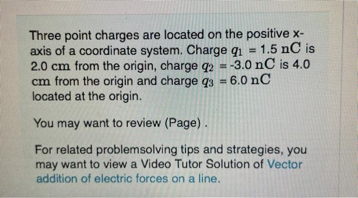 Solved Three point charges are located on the positive X- | Chegg.com