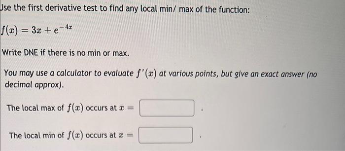 First derivative deals test calculator