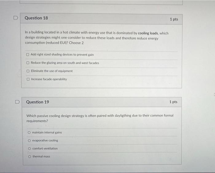 Solved Question 18 1 pts In a building located in a hot | Chegg.com