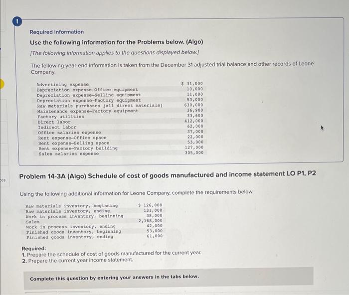 Solved problem 14-3A schedule of cost of goods manufactured | Chegg.com
