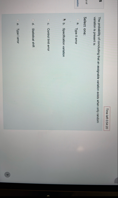 Solved Time left 0:54:20The probability of concluding that | Chegg.com
