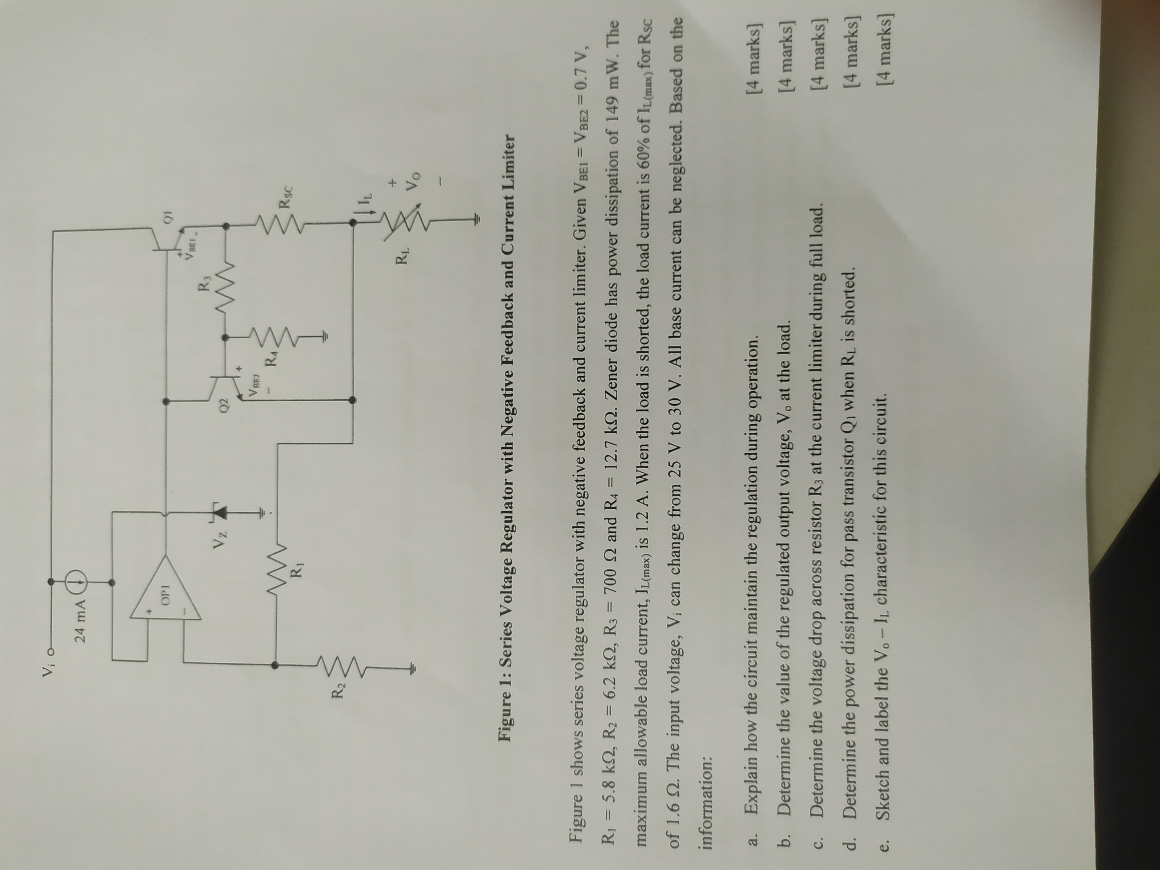 Solved Figure 1: Series Voltage Regulator with Negative | Chegg.com