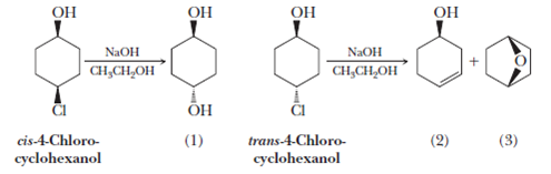 When cis-4-chlorocyclohexanol is treated with sodium hydroxide in ethanol, ...