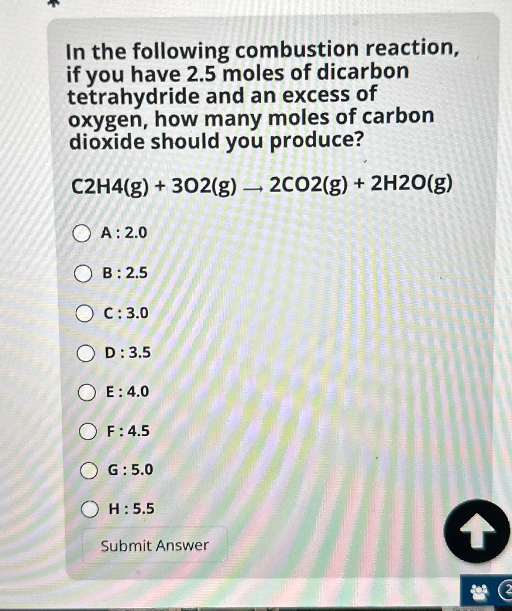 Solved In the following combustion reaction if you have 2.5