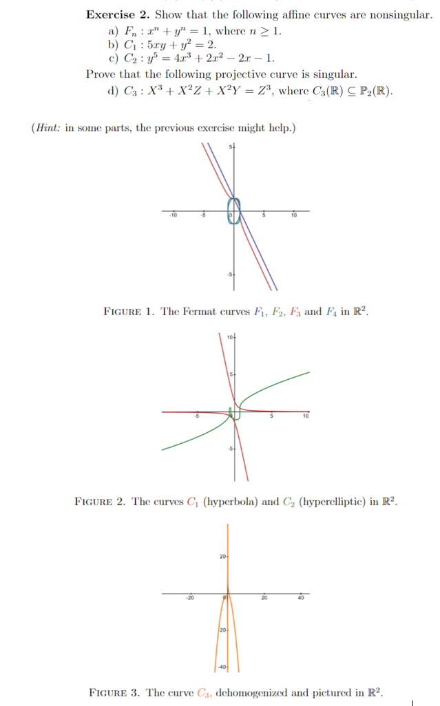 Solved Exercise 2. ﻿Show that the following affine curves | Chegg.com