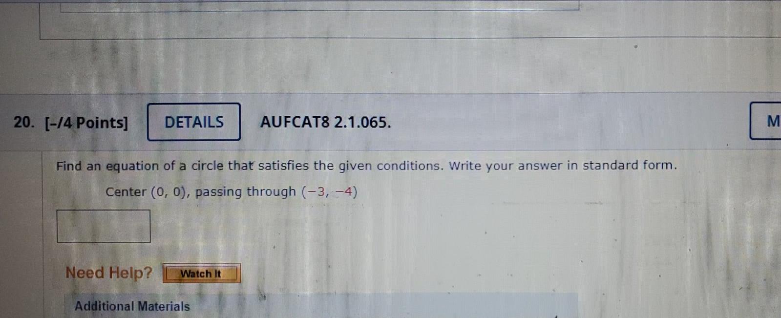 Solved 20. [-14 Points] DETAILS AUFCAT8 2.1.065. M Find An | Chegg.com