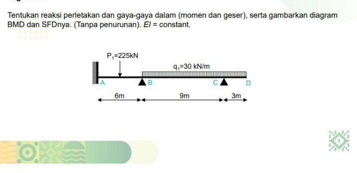 Solved Tentukan reaksi perletakan dan gaya-gaya dalam (momen | Chegg.com