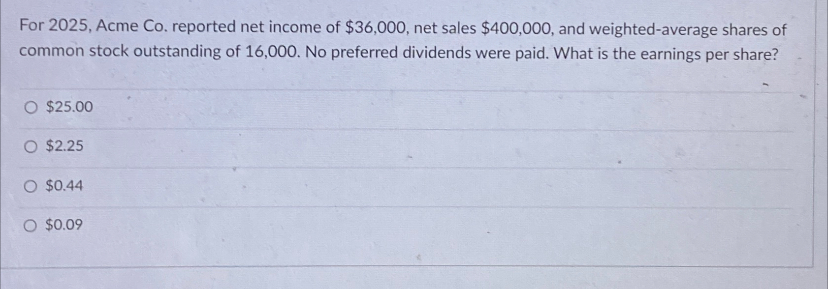 Solved For 2025 , Acme Co. reported net of 36,000,