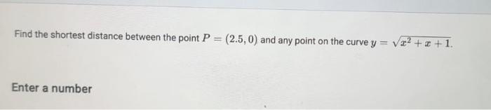 Solved Find the shortest distance between the point P = | Chegg.com