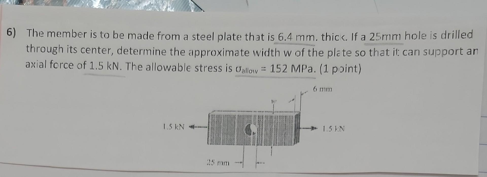 Solved 6) The member is to be made from a steel plate that | Chegg.com